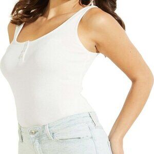 7th Ray White Waffle Weave Henley Racer Back Tank Top New XL